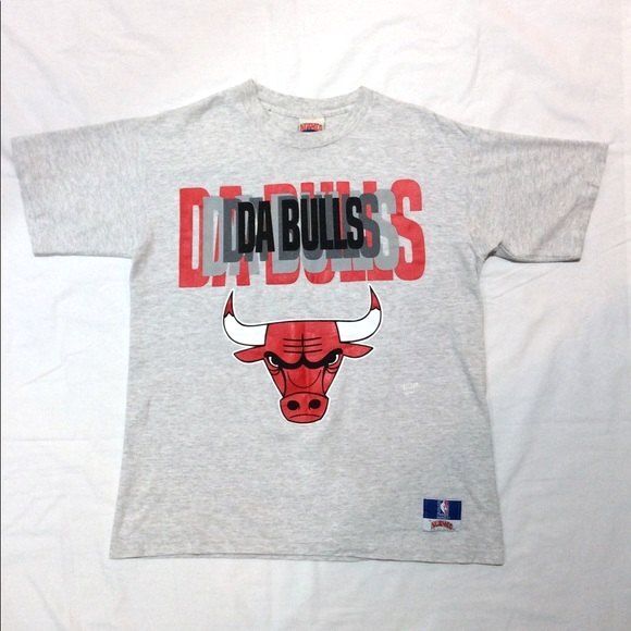 Vintage Chicago Bulls T-Shirt NBA Gray Made in USA Sz Lg Da Bulls Nutmeg Tee - Picture 1 of 6
